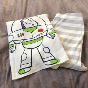 Hanna Andersson Toy Story collection pajamas featuring Buzz Lightyear, size 12.